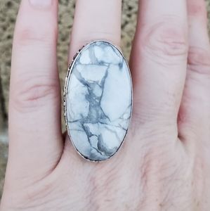 New Howlite 925 Silver Statement Ring.